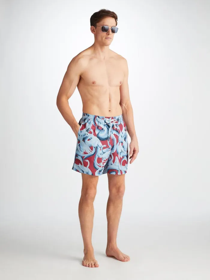 Classic Fit Swim Shorts Men Derek Rose Swim Shorts Maui 65 Red