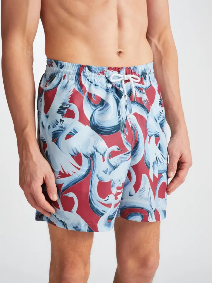 Classic Fit Swim Shorts Men Derek Rose Swim Shorts Maui 65 Red