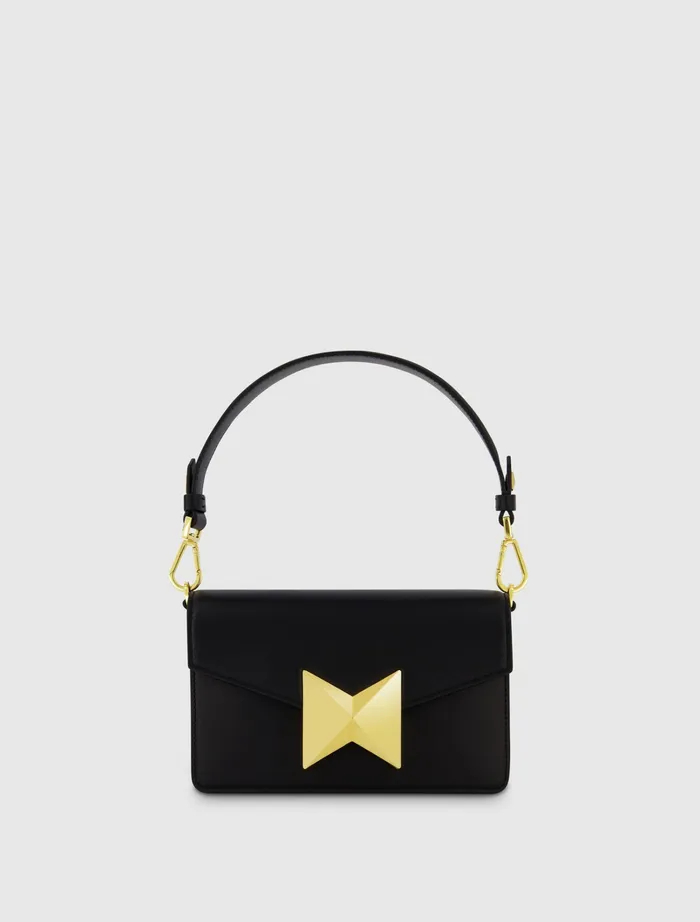 Classic Leather Shoulder Bag With Gold Hardware 8211 FINAL SALE Black Women Shoulder Bags Mac Duggal