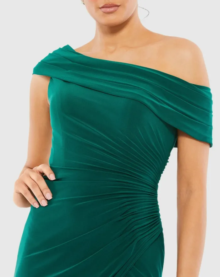 Cocktail Dresses Ruched OffTheShoulder Midi Dress Red Mac Duggal Women
