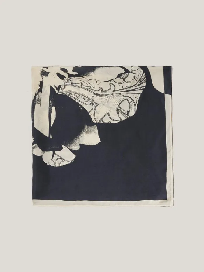 Collage Silk Twill Scarf Monochrome Women Jigsaw Ponchos and Scarves