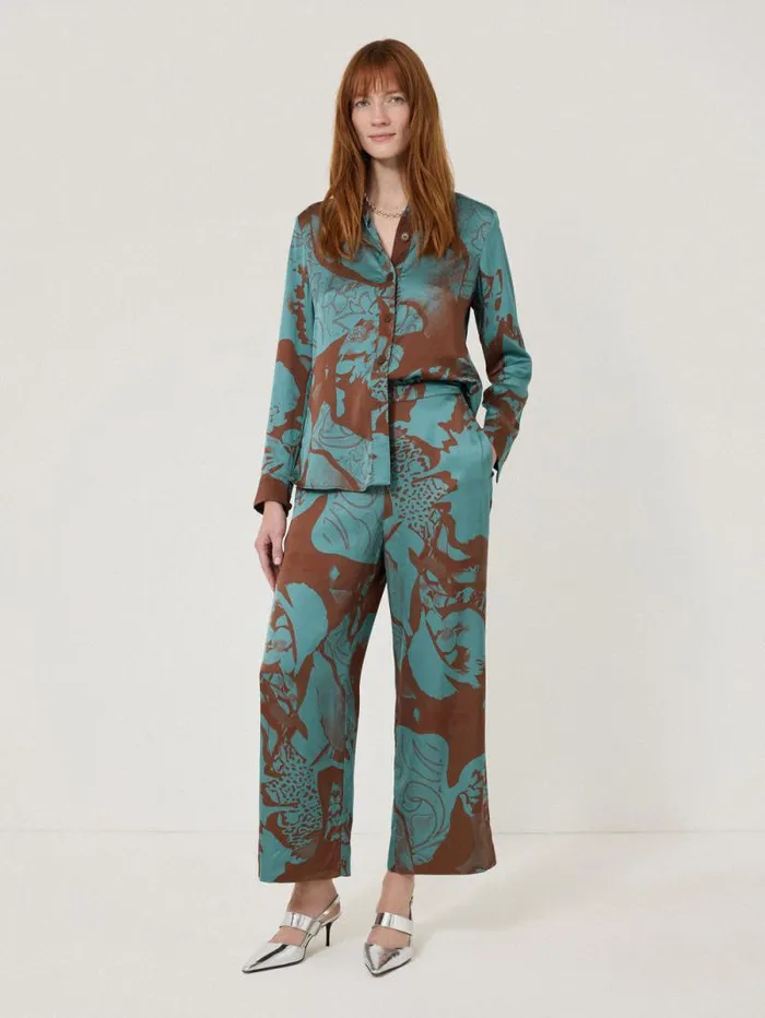 Collage Stitch Detail Shirt Blue Women Jigsaw Shirts and Tops