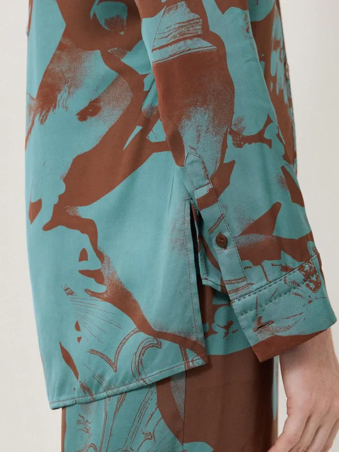 Collage Stitch Detail Shirt Blue Women Jigsaw Shirts and Tops