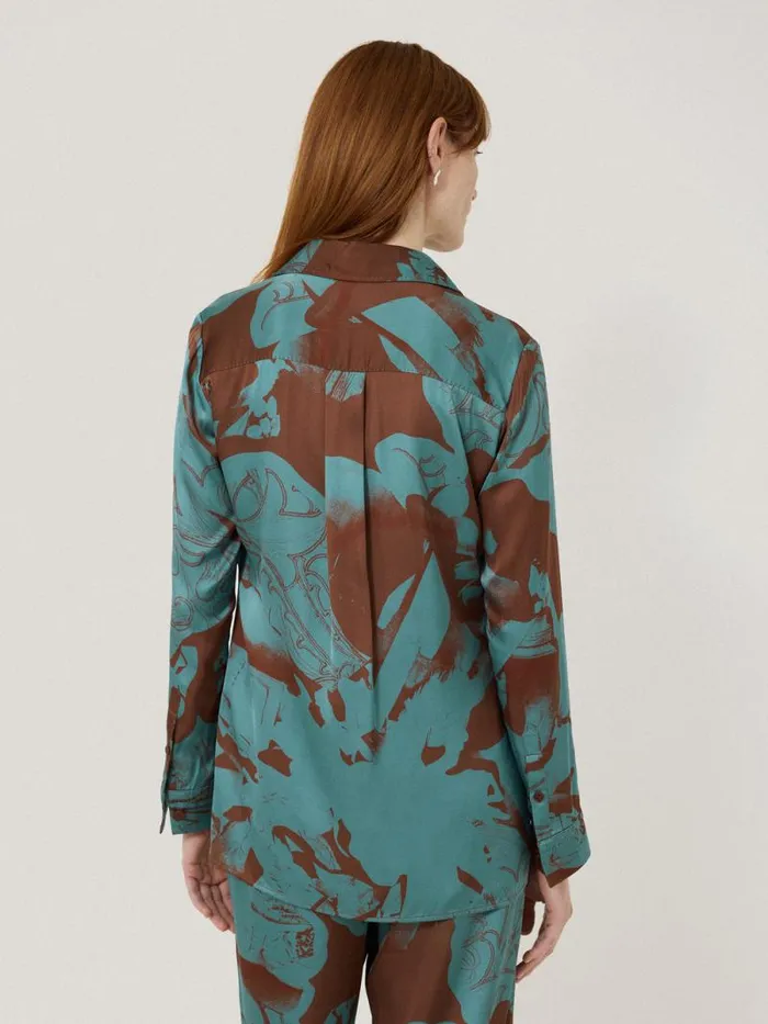 Collage Stitch Detail Shirt Blue Women Jigsaw Shirts and Tops