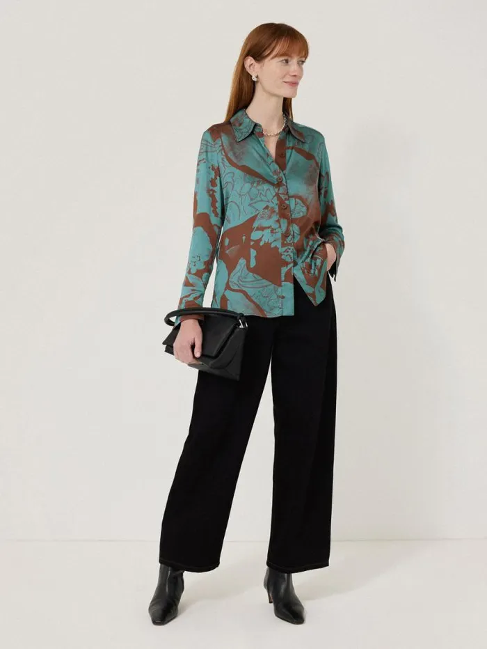 Collage Stitch Detail Shirt Blue Women Jigsaw Shirts and Tops