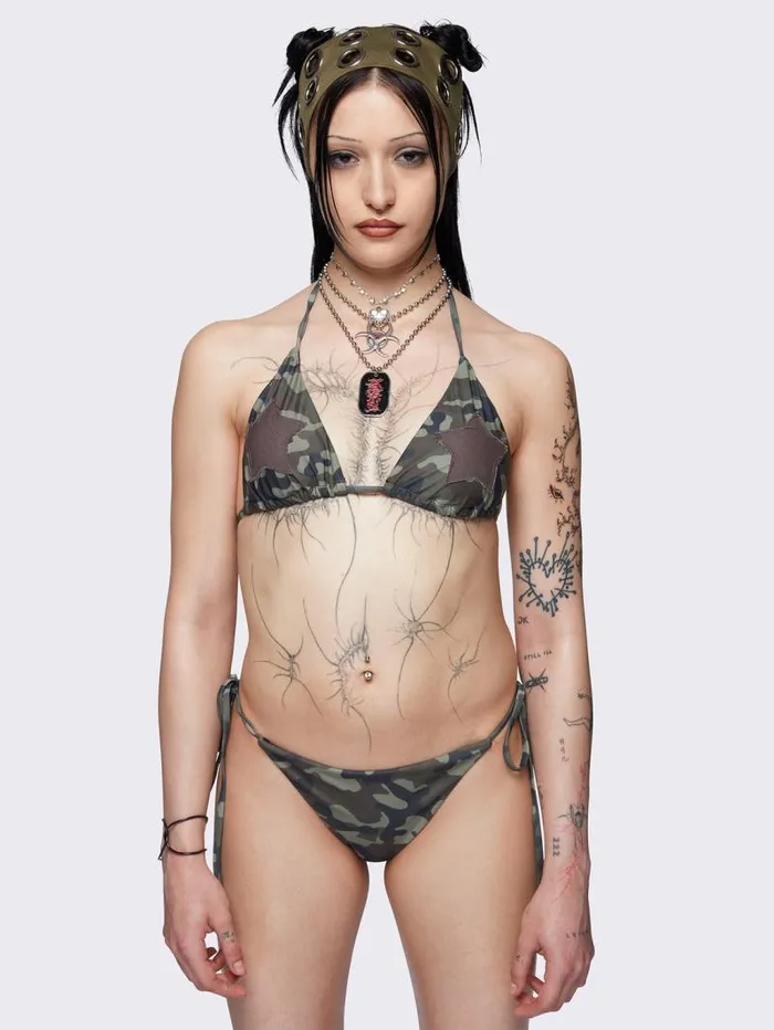 Combat Starlet Camo Tie Side Bikini Bottoms Women Minga London Swimwear
