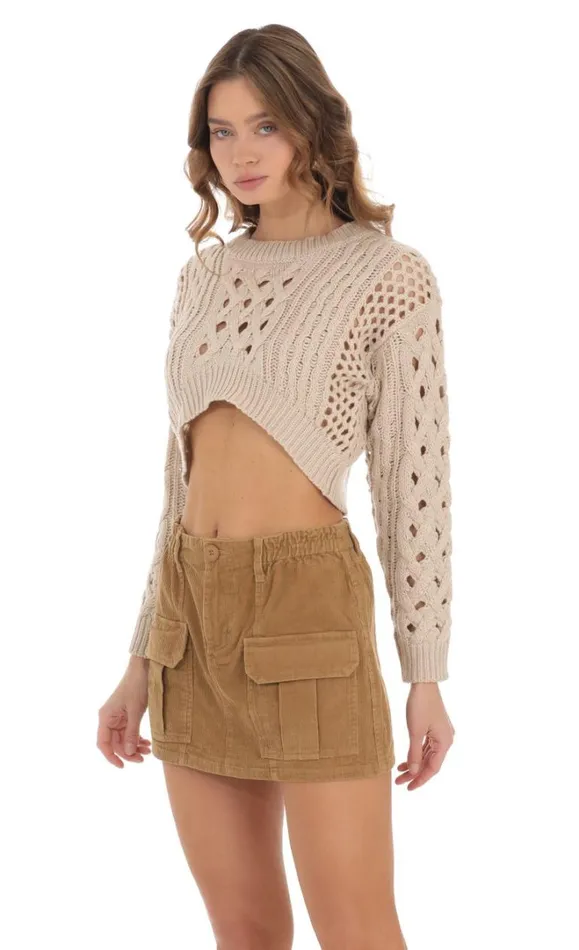 Corduroy Cargo Skirt Brown Women LUCY IN THE SKY Skirts Corduroy Cargo Skirt Brown Women LUCY IN THE SKY Skirts