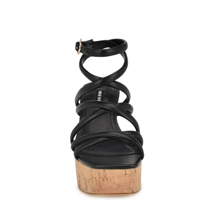 Corke Platform Wedge Strappy Sandals Black Women Nine West Sandals Corke Platform Wedge Strappy Sandals Black Women Nine West Sandals