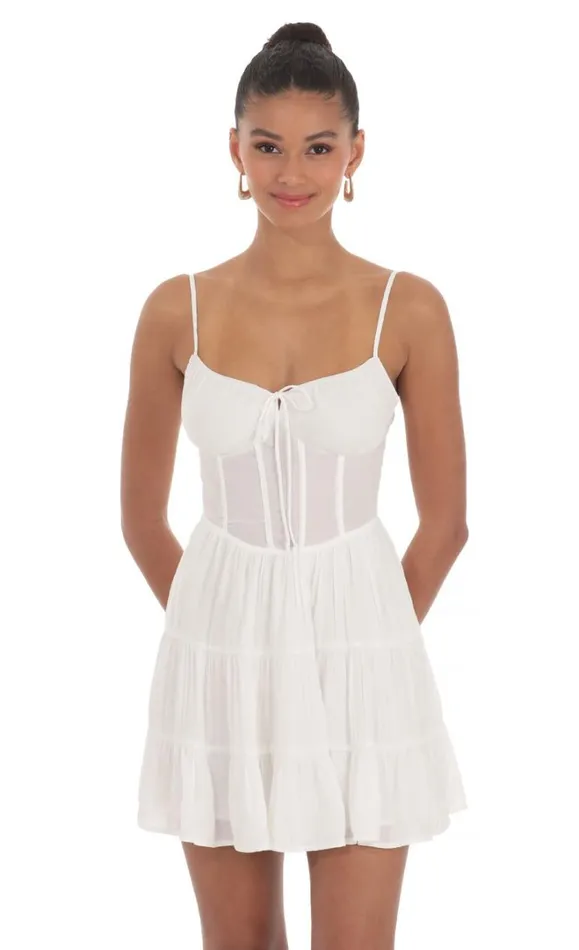 Corset Aline Dress White Women LUCY IN THE SKY Mini Dresses