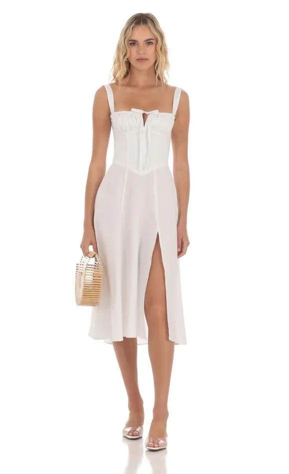 Corset Aline Midi Dress White Women LUCY IN THE SKY Midi Dresses