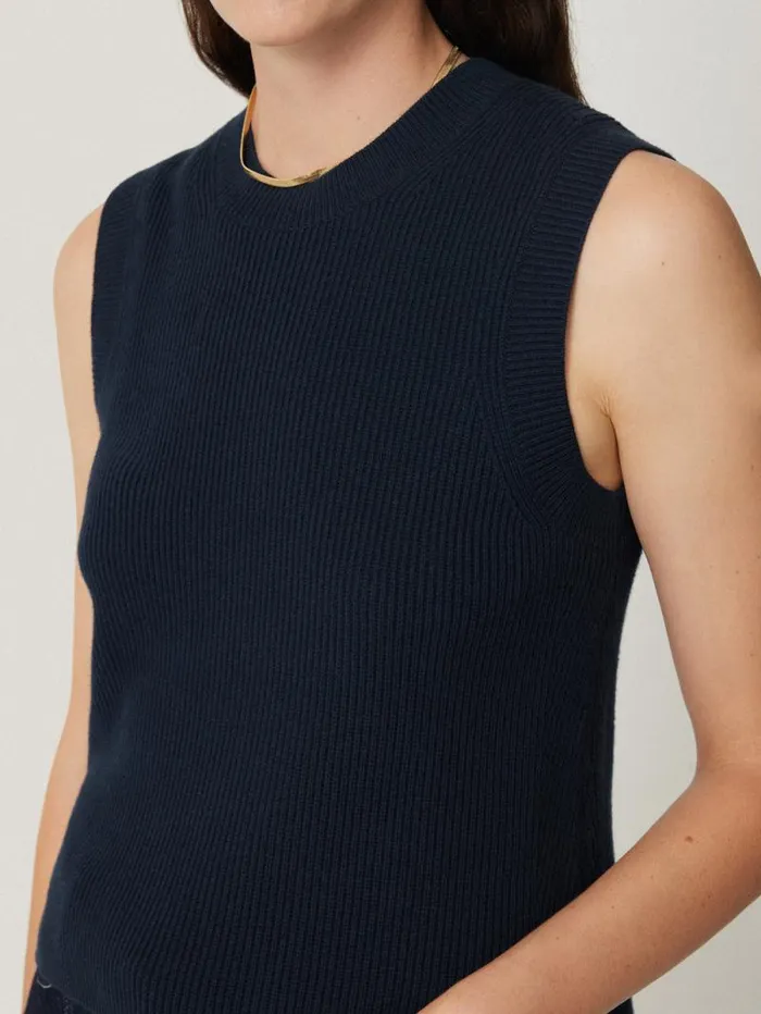 Cotton Blend Crew Tank Navy Women Jigsaw Coords