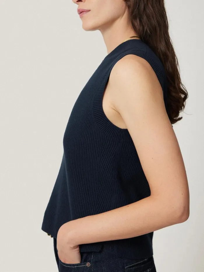 Cotton Blend Crew Tank Navy Women Jigsaw Coords