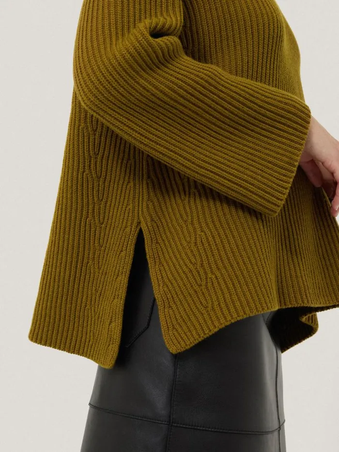 Cotton Blend Faroe Fishermans Khaki Women Jigsaw Knitwear and Cashmere