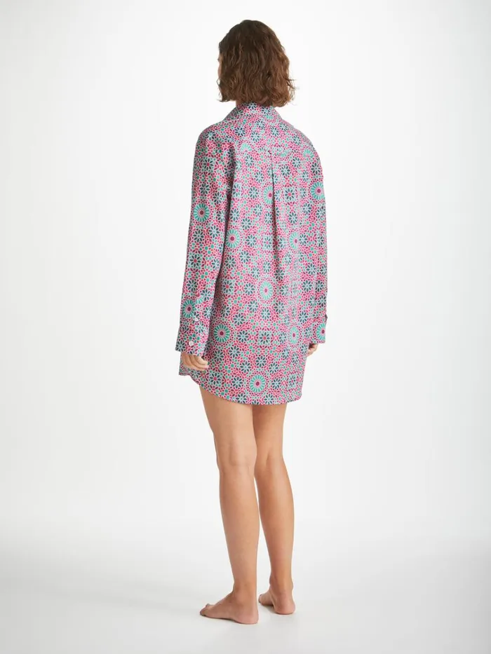 Cotton Pajamas Women Derek Rose Nightshirt Ledbury 69 Cotton Batiste Pink