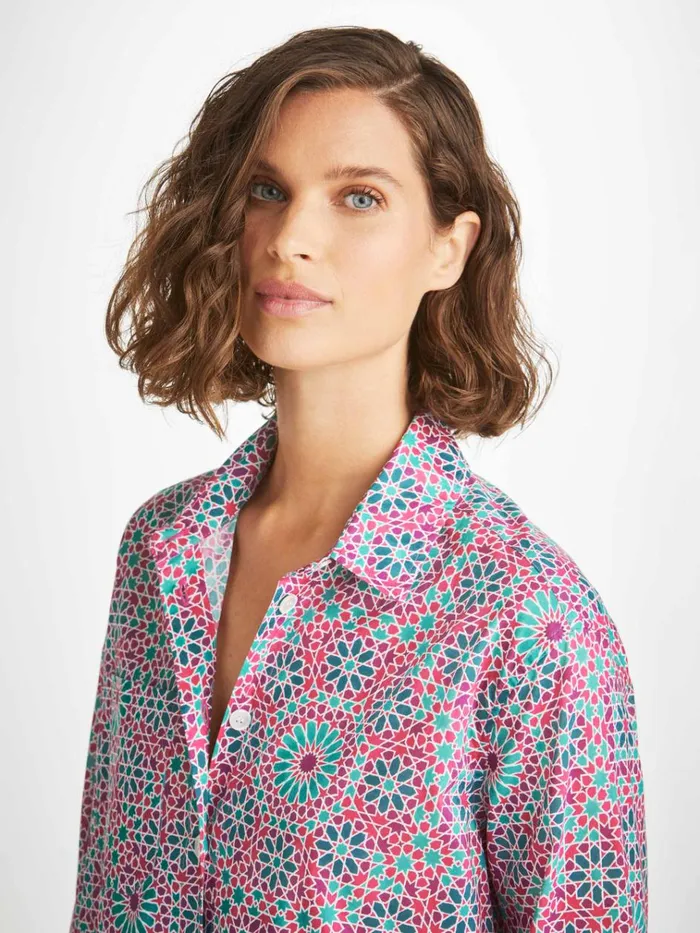 Cotton Pajamas Women Derek Rose Nightshirt Ledbury 69 Cotton Batiste Pink