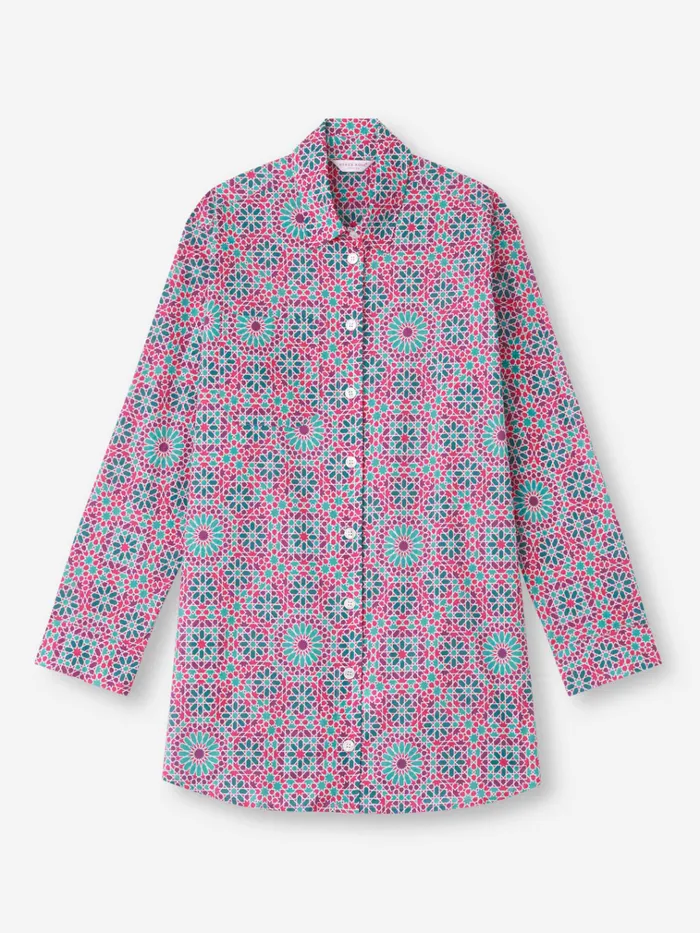 Cotton Pajamas Women Derek Rose Nightshirt Ledbury 69 Cotton Batiste Pink