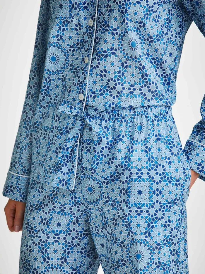 Cotton Pajamas Women Derek Rose Pajamas Ledbury 69 Cotton Batiste Blue