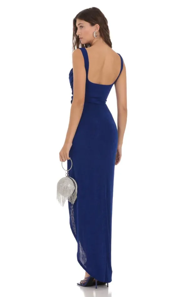 Cowl Neck Slinky Dress Blue Women LUCY IN THE SKY Maxi Dresses Cowl Neck Slinky Dress Blue Women LUCY IN THE SKY Maxi Dresses