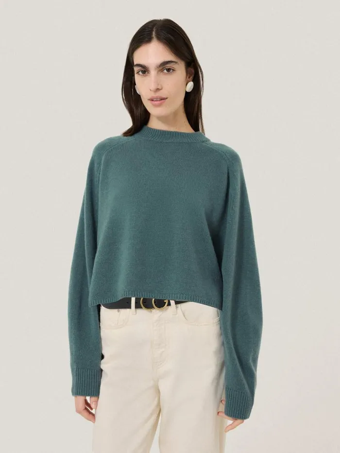 Crew Neck Poncho Jumper Blue Women Jigsaw Knitwear and Cashmere
