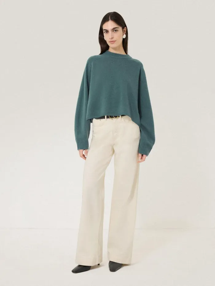 Crew Neck Poncho Jumper Blue Women Jigsaw Knitwear and Cashmere
