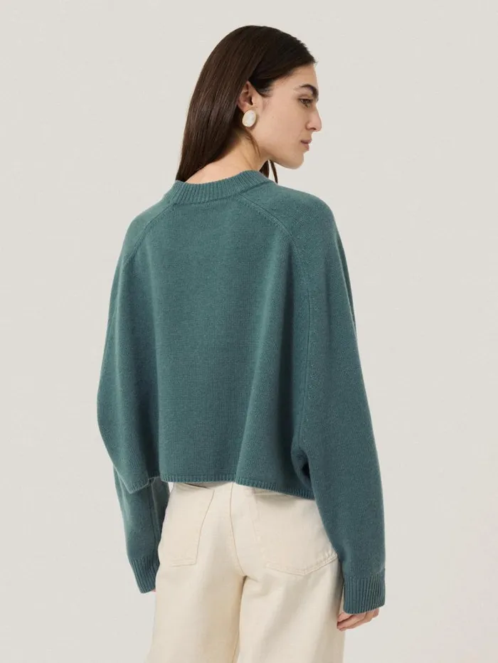 Crew Neck Poncho Jumper Blue Women Jigsaw Knitwear and Cashmere