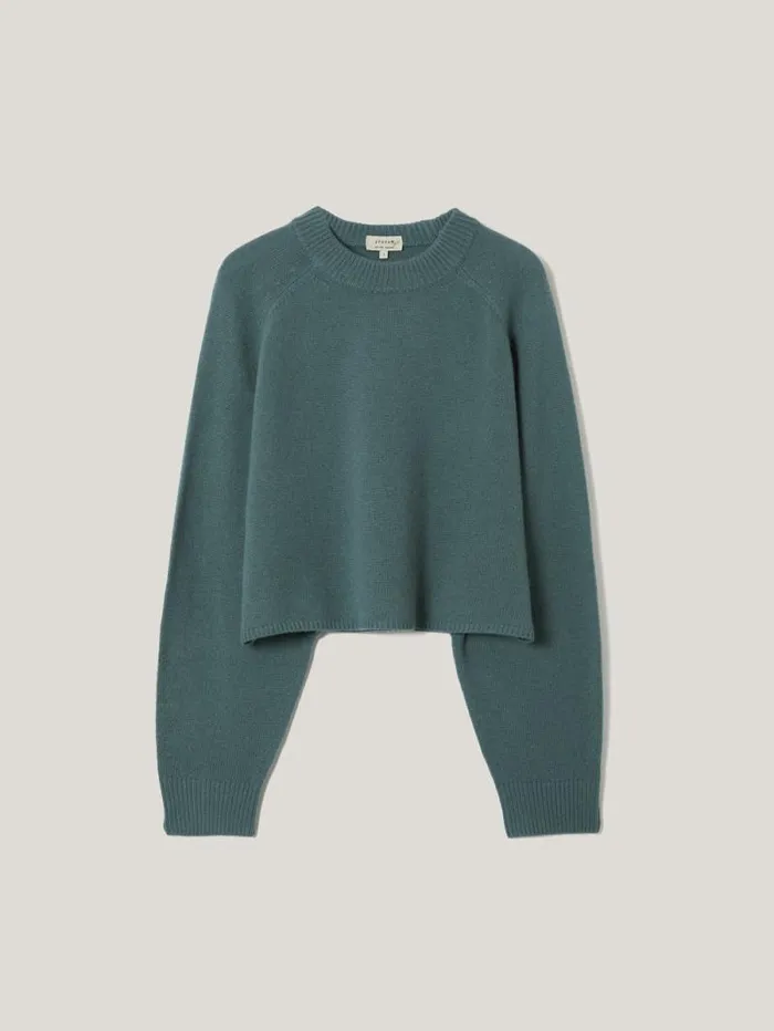 Crew Neck Poncho Jumper Blue Women Jigsaw Knitwear and Cashmere