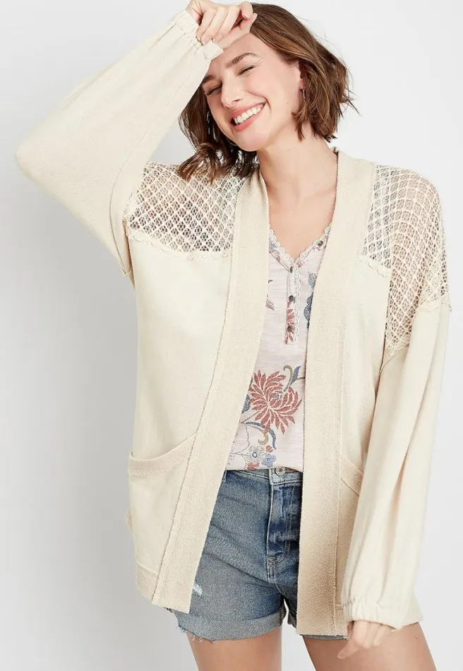 Crochet Open Front Cardigan Women Maurices Tops