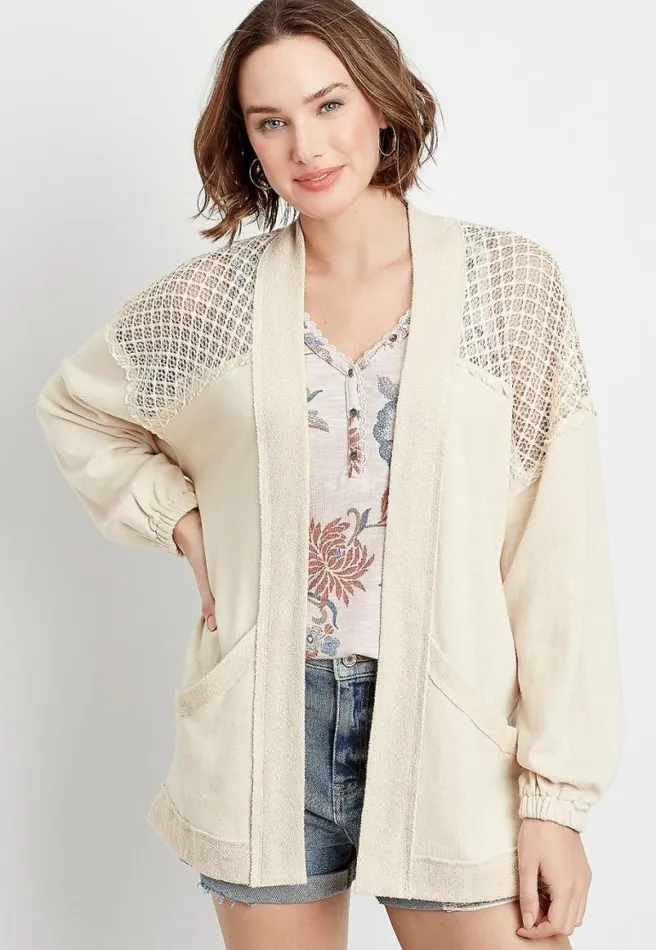 Crochet Open Front Cardigan Women Maurices Tops