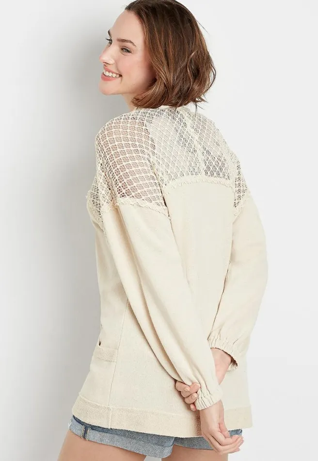 Crochet Open Front Cardigan Women Maurices Tops