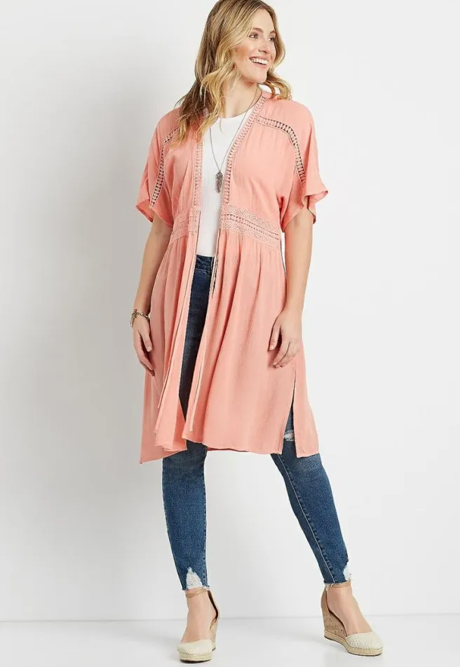Crochet Tie Waist Duster Kimono Women Maurices Tops