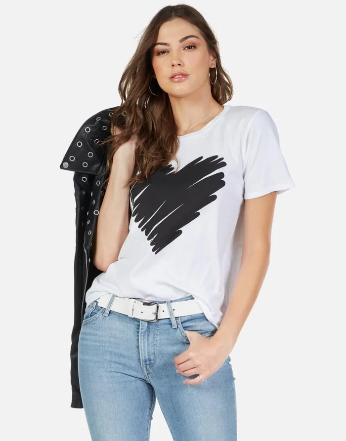 Croft Scribble Heart White Women Lauren Moshi Short Sleeve