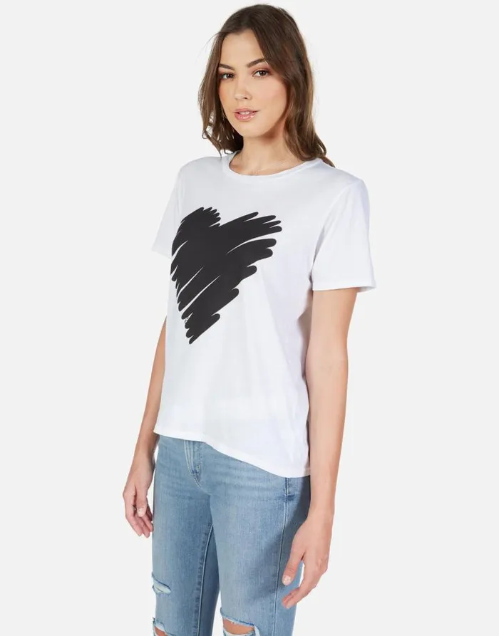 Croft Scribble Heart White Women Lauren Moshi Short Sleeve