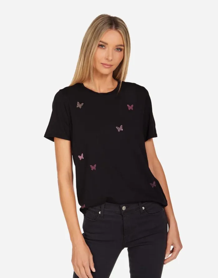 Croft X Crystal Butterflies Black Women Lauren Moshi Short Sleeve
