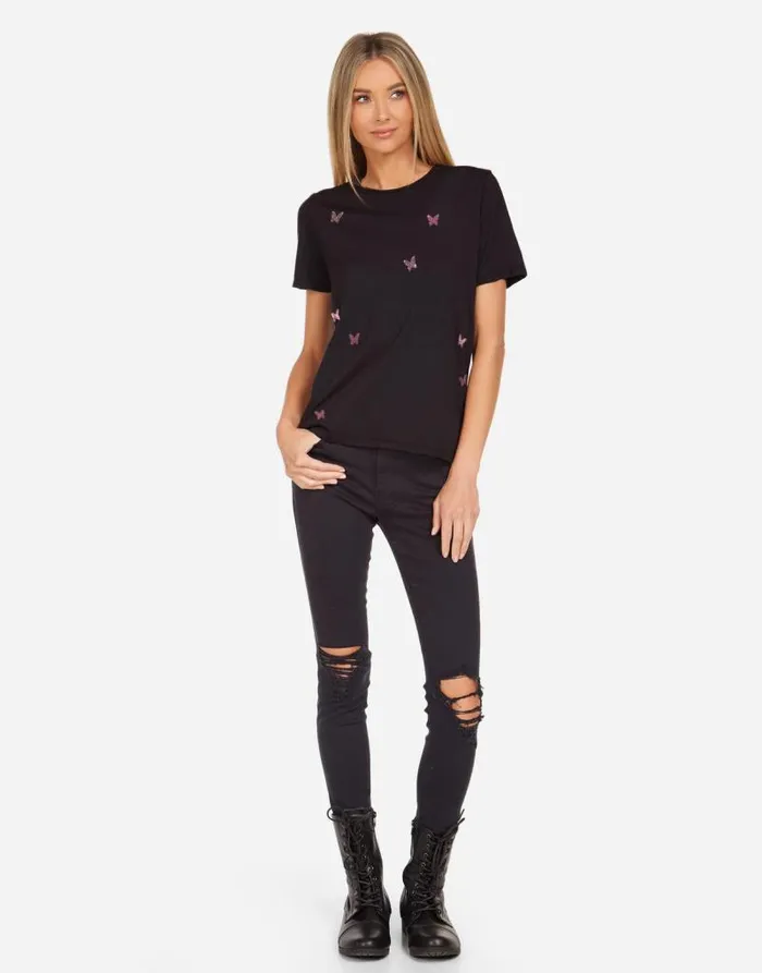 Croft X Crystal Butterflies Black Women Lauren Moshi Short Sleeve