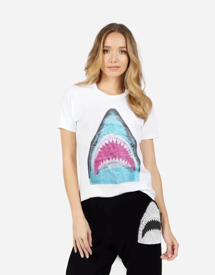 Croft X Crystal Shark White Women Lauren Moshi Short Sleeve