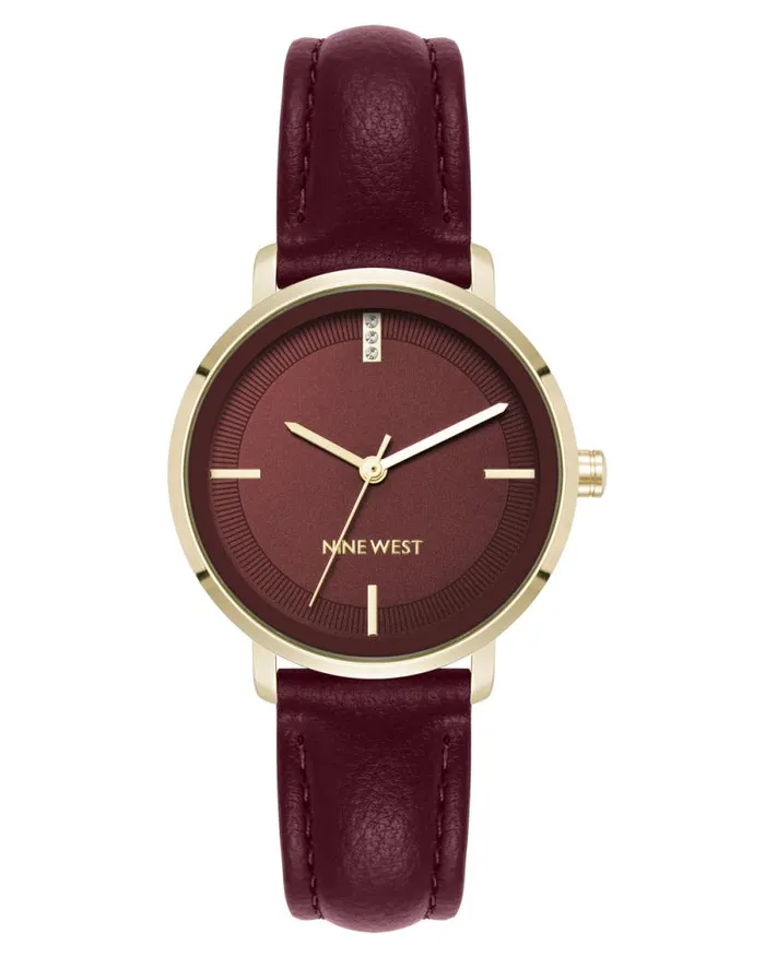 Crystal Accented Dial Strap Watch Burgundygold Women Nine West Straps