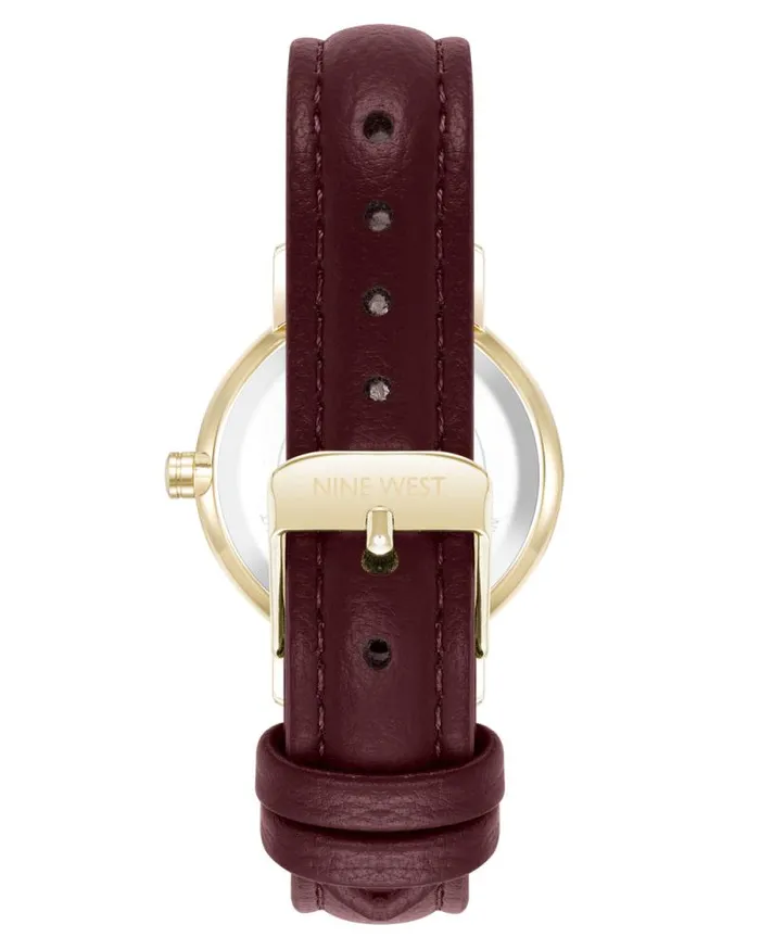 Crystal Accented Dial Strap Watch Burgundygold Women Nine West Straps Crystal Accented Dial Strap Watch Burgundygold Women Nine West Straps