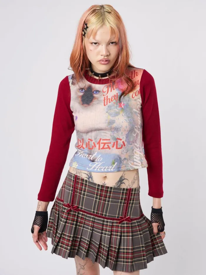 Curious Cat Red Graphic Top Women Minga London Tops and TShirts