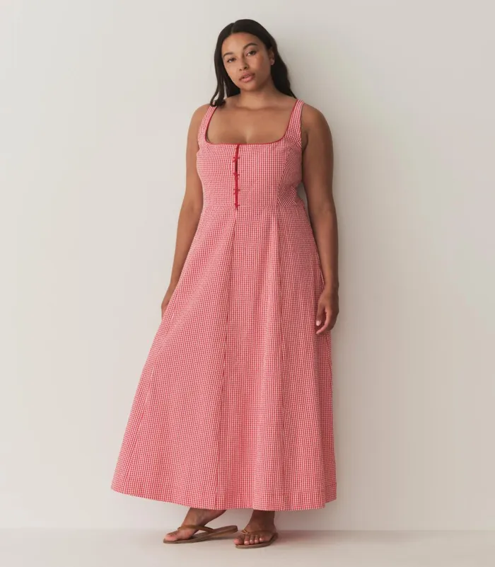 DEN Dresses Women Delaney Dress Rouge La Maddalena Gingham DEN Dresses Women Delaney Dress Rouge La Maddalena Gingham