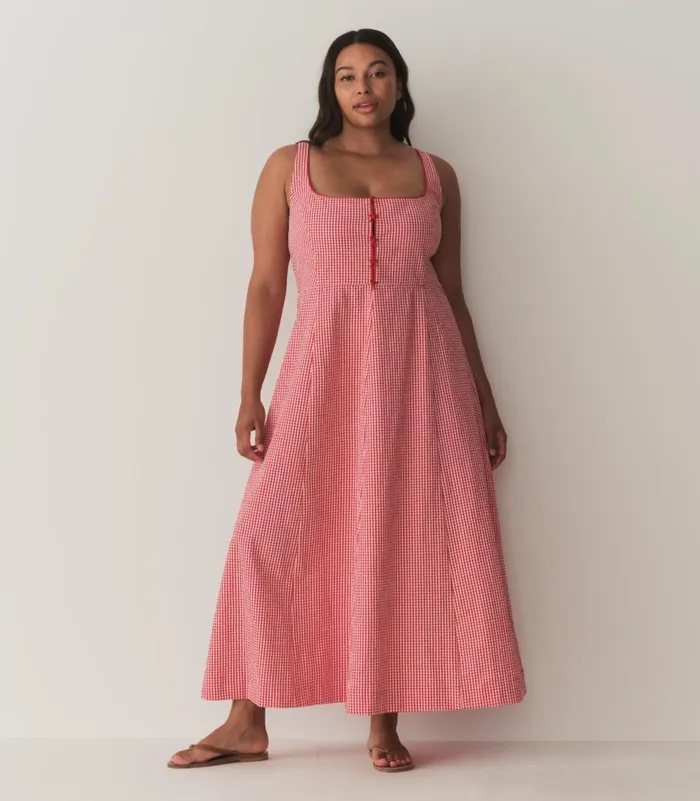 DEN Dresses Women Delaney Dress Rouge La Maddalena Gingham DEN Dresses Women Delaney Dress Rouge La Maddalena Gingham