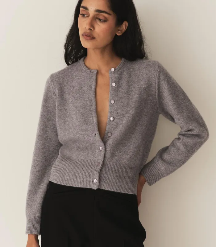 DEN Knitwear Women Fairchild Cashmere Cardigan Pebble Grey