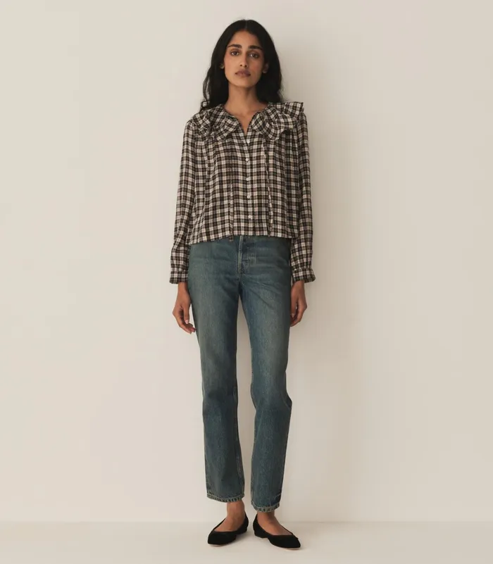 DEN Tops Women Joelle Top Navy Countryside Plaid DEN Tops Women Joelle Top Navy Countryside Plaid