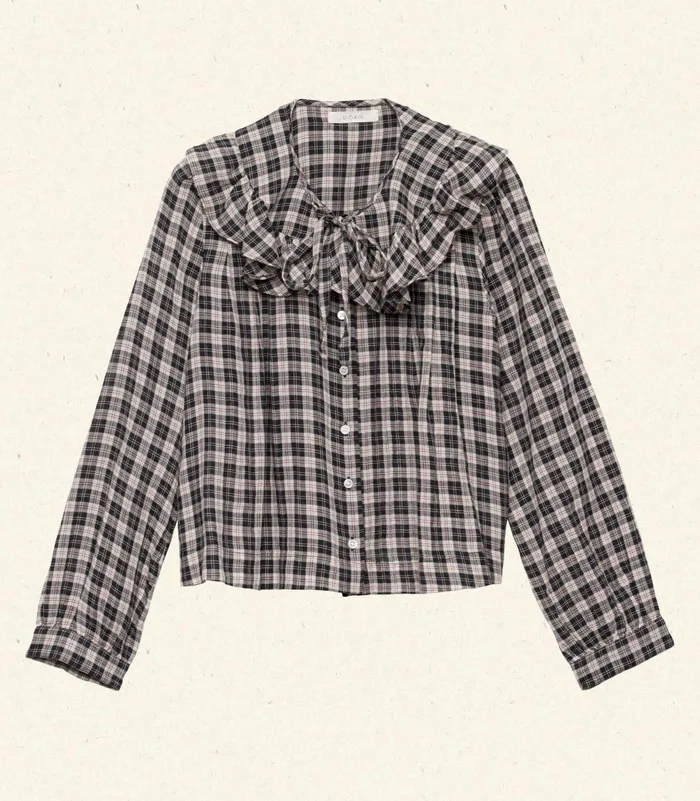 DEN Tops Women Joelle Top Navy Countryside Plaid DEN Tops Women Joelle Top Navy Countryside Plaid