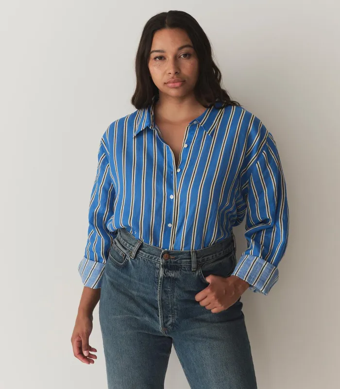 DEN Tops Women Remis Top Bleu Monaco Stripe DEN Tops Women Remis Top Bleu Monaco Stripe