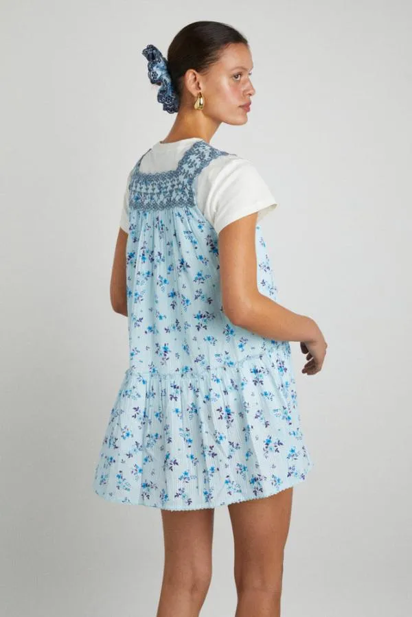Damson Madder Dresses Women Bliss Mini Dress 8211 Vintage Blue Floral