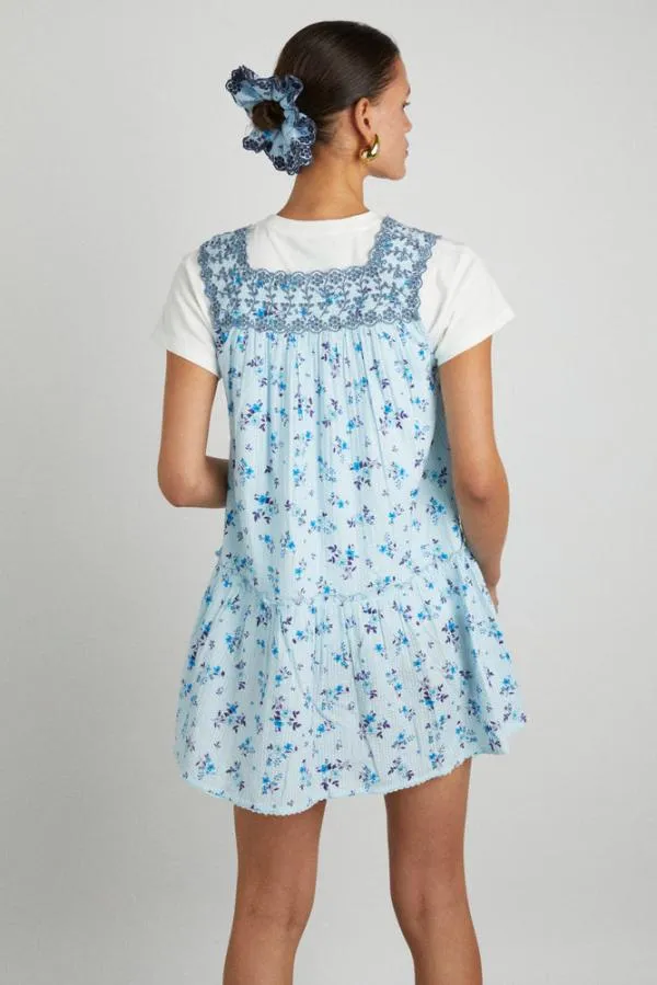 Damson Madder Dresses Women Bliss Mini Dress 8211 Vintage Blue Floral