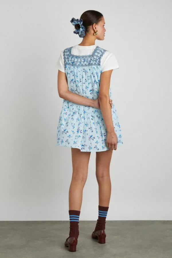 Damson Madder Dresses Women Bliss Mini Dress 8211 Vintage Blue Floral
