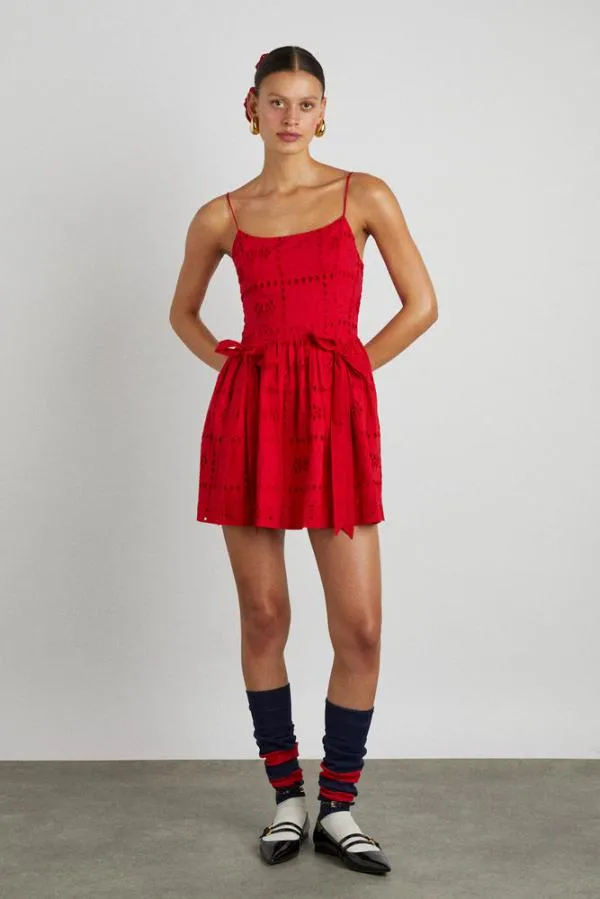 Damson Madder Dresses Women Penelope Mini 8211 Red Broderie