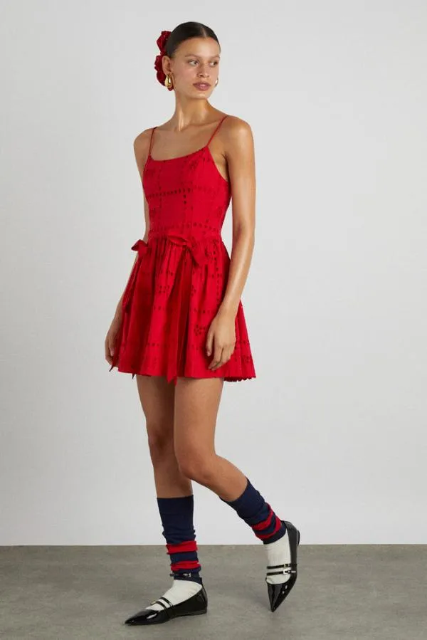 Damson Madder Dresses Women Penelope Mini 8211 Red Broderie