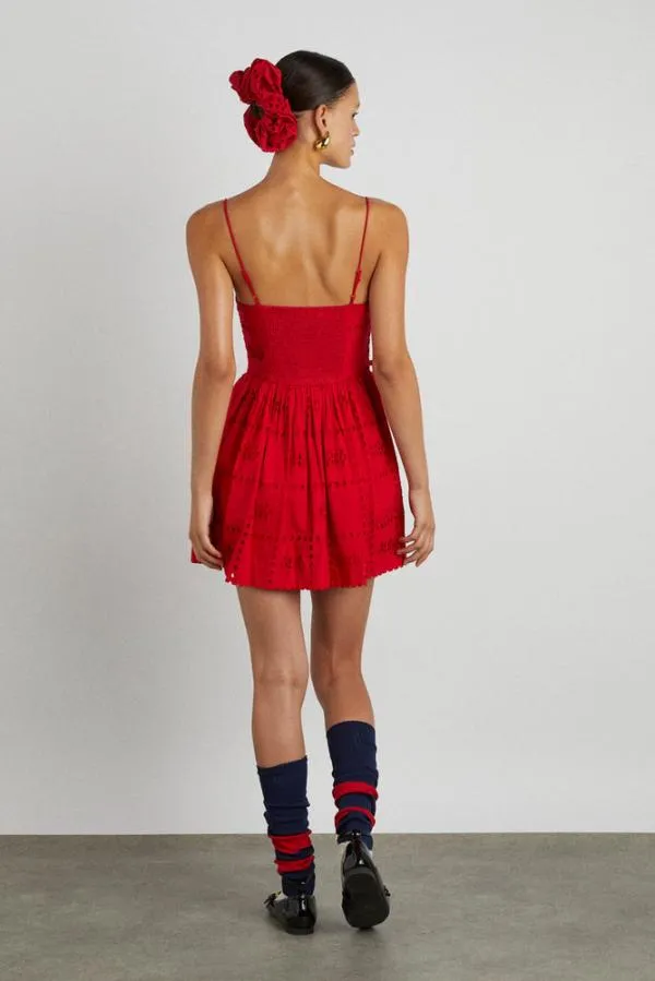 Damson Madder Dresses Women Penelope Mini 8211 Red Broderie